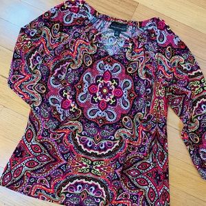 Dana Buchman boho inspired blouse size M